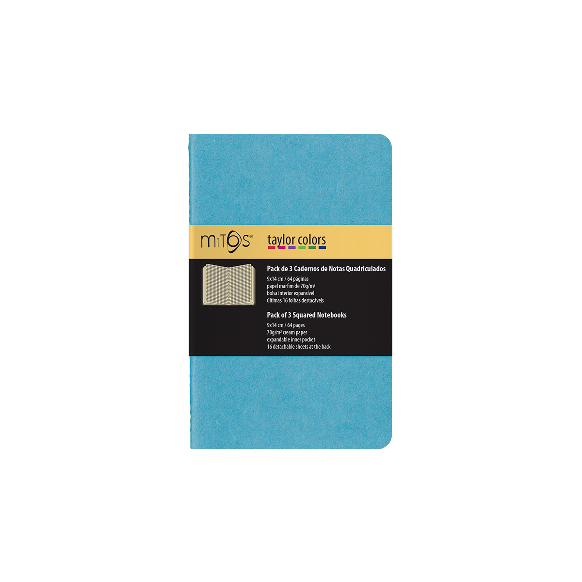 MITOS® TAYLOR-Pack3 Cadernos Notas Quadr.(9x14cm)64pag